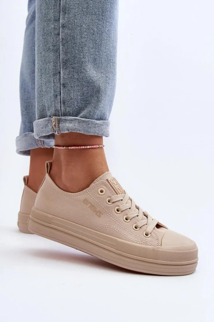 Online Evento Trampki Damskie Materiałowe Beżowe Staneva