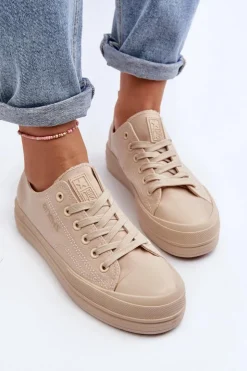 Online Evento Trampki Damskie Materiałowe Beżowe Staneva