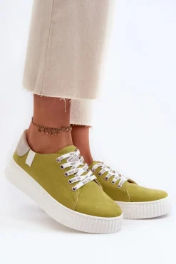 Big Star Shoes Trampki Damskie MEMORY FOAM SYSTEM BIG STAR NN276003 Limonkowe Zielony