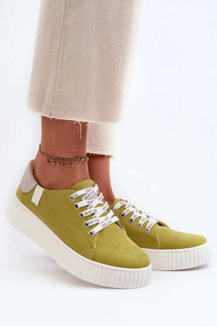 Big Star Shoes Trampki Damskie MEMORY FOAM SYSTEM BIG STAR NN276003 Limonkowe Zielony