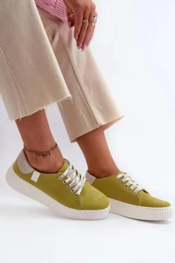 Big Star Shoes Trampki Damskie MEMORY FOAM SYSTEM BIG STAR NN276003 Limonkowe Zielony