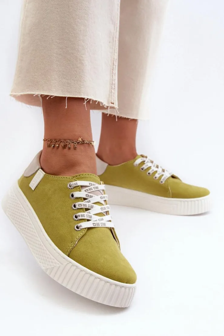 Big Star Shoes Trampki Damskie MEMORY FOAM SYSTEM BIG STAR NN276003 Limonkowe Zielony