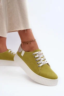 Big Star Shoes Trampki Damskie MEMORY FOAM SYSTEM BIG STAR NN276003 Limonkowe Zielony