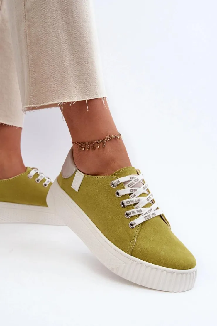 Big Star Shoes Trampki Damskie MEMORY FOAM SYSTEM BIG STAR NN276003 Limonkowe Zielony