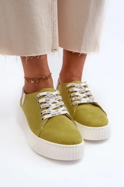 Big Star Shoes Trampki Damskie MEMORY FOAM SYSTEM BIG STAR NN276003 Limonkowe Zielony