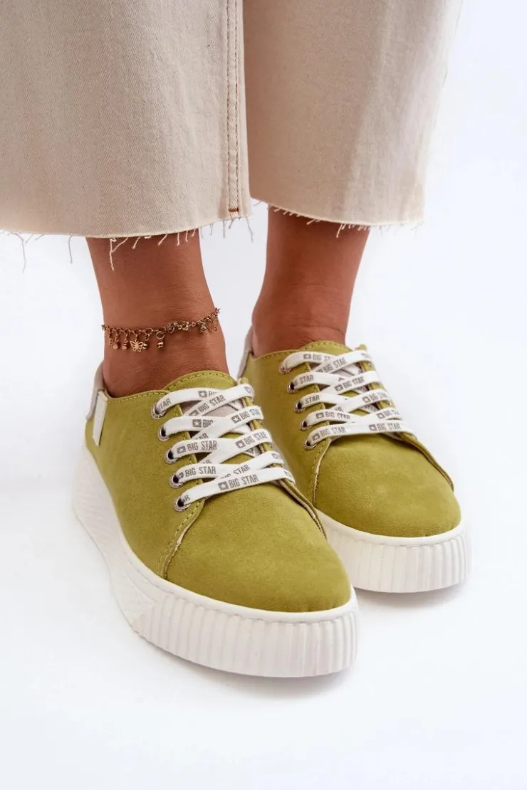 Big Star Shoes Trampki Damskie MEMORY FOAM SYSTEM BIG STAR NN276003 Limonkowe Zielony