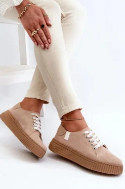 Big Star Shoes Trampki Damskie Big Star|Trampki Damskie Niskie*Trampki Damskie MEMORY FOAM SYSTEM BIG STAR NN276002 Ciemnobeżowe Beżowy