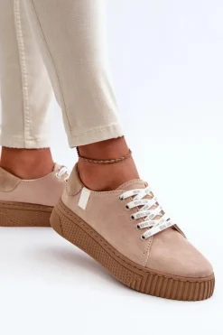 Big Star Shoes Trampki Damskie Big Star|Trampki Damskie Niskie*Trampki Damskie MEMORY FOAM SYSTEM BIG STAR NN276002 Ciemnobeżowe Beżowy