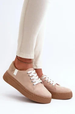 Big Star Shoes Trampki Damskie Big Star|Trampki Damskie Niskie*Trampki Damskie MEMORY FOAM SYSTEM BIG STAR NN276002 Ciemnobeżowe Beżowy