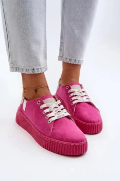 Big Star Shoes Trampki Damskie Big Star|Trampki Damskie Niskie*Trampki Damskie MEMORY FOAM SYSTEM BIG STAR NN276004 Fuksja Różowy