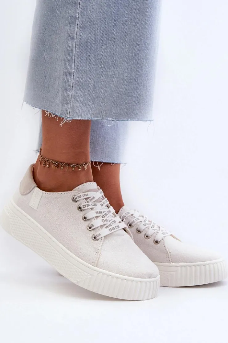 Damskie Big Star Shoes Trampki Damskie MEMORY FOAM SYSTEM BIG STAR NN276001 Białe