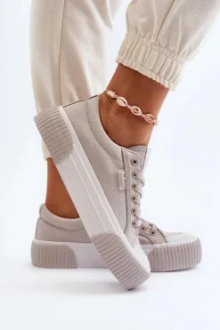 Lee Cooper Trampki Damskie Niskie*Trampki Damskie Na Grubej Podeszwie LCW-24-31-2178 Szare