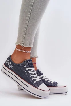 Hot Lee Cooper Trampki Damskie Na Grubej Podeszwie LCW-24-31-2220 Granatowe