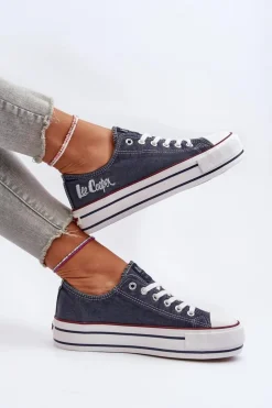 Hot Lee Cooper Trampki Damskie Na Grubej Podeszwie LCW-24-31-2220 Granatowe