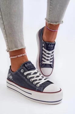 Hot Lee Cooper Trampki Damskie Na Grubej Podeszwie LCW-24-31-2220 Granatowe