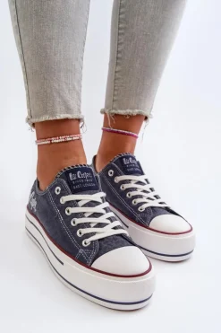 Hot Lee Cooper Trampki Damskie Na Grubej Podeszwie LCW-24-31-2220 Granatowe