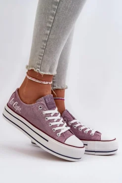 Lee Cooper Trampki Damskie Niskie*Trampki Damskie Na Grubej Podeszwie LCW-24-31-2219 Fioletowe