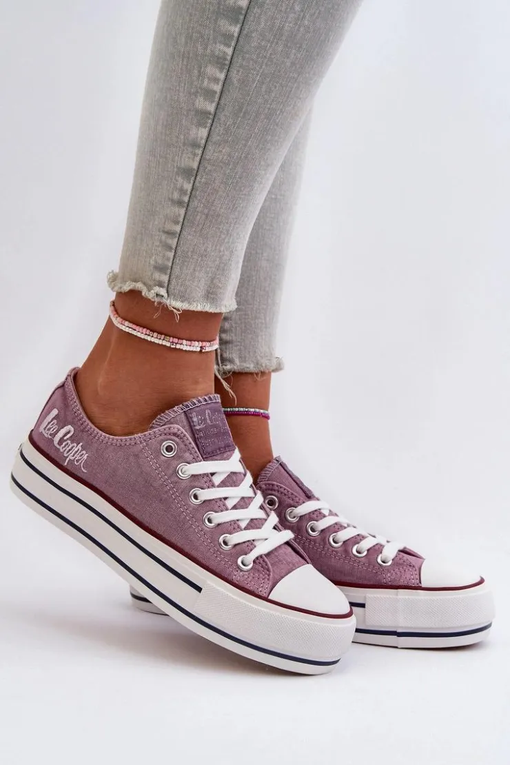 Lee Cooper Trampki Damskie Niskie*Trampki Damskie Na Grubej Podeszwie LCW-24-31-2219 Fioletowe