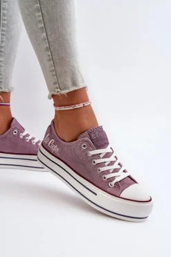 Lee Cooper Trampki Damskie Niskie*Trampki Damskie Na Grubej Podeszwie LCW-24-31-2219 Fioletowe
