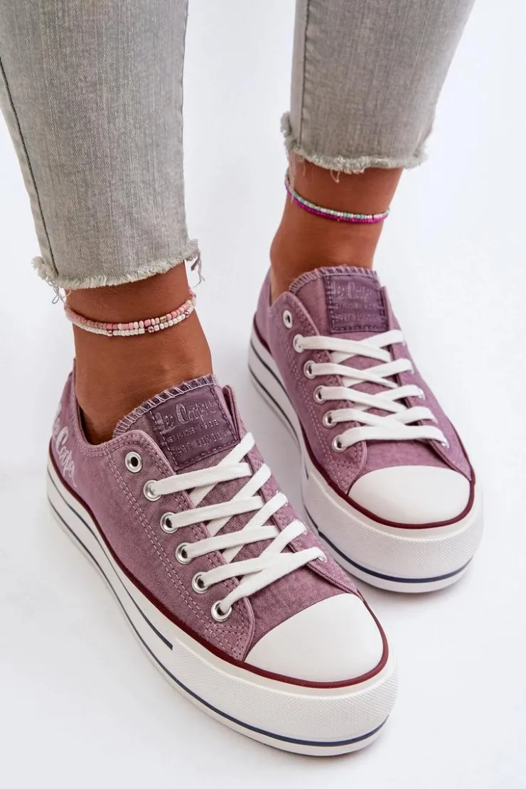 Lee Cooper Trampki Damskie Niskie*Trampki Damskie Na Grubej Podeszwie LCW-24-31-2219 Fioletowe