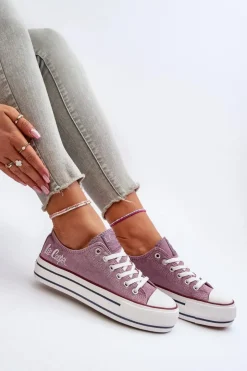 Lee Cooper Trampki Damskie Niskie*Trampki Damskie Na Grubej Podeszwie LCW-24-31-2219 Fioletowe