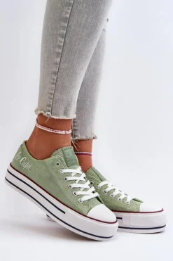 Damskie Lee Cooper Trampki Damskie Na Grubej Podeszwie LCW-24-31-2217 Zielone