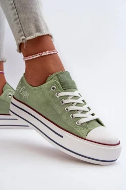 Damskie Lee Cooper Trampki Damskie Na Grubej Podeszwie LCW-24-31-2217 Zielone
