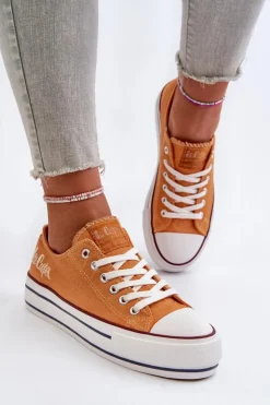 Clearance Lee Cooper Trampki Damskie Na Grubej Podeszwie LCW-24-31-2216 Pomarańczowe