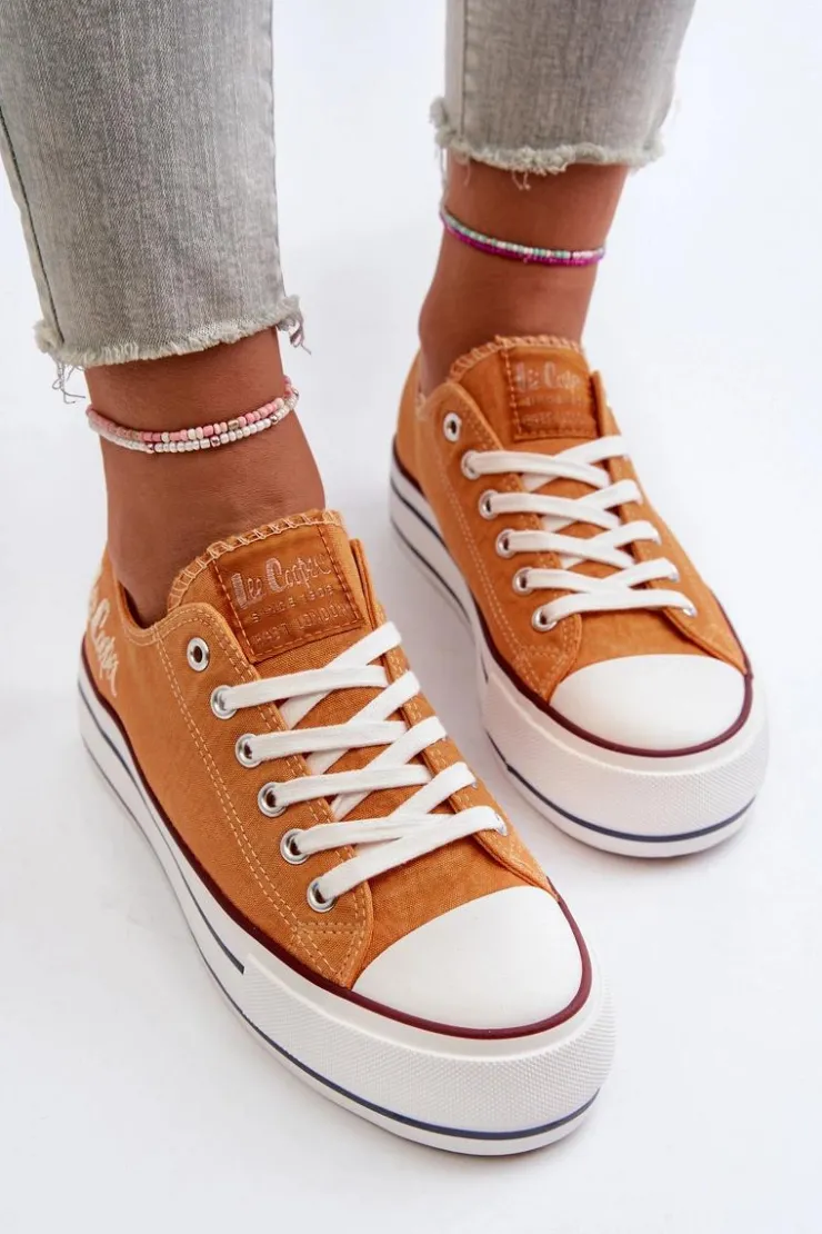 Clearance Lee Cooper Trampki Damskie Na Grubej Podeszwie LCW-24-31-2216 Pomarańczowe
