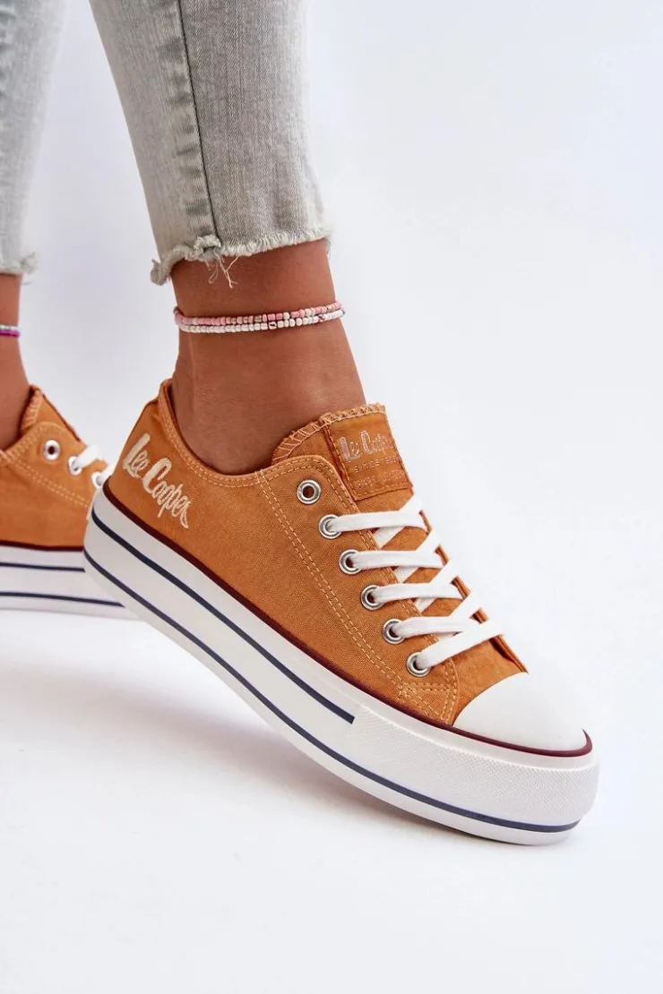 Clearance Lee Cooper Trampki Damskie Na Grubej Podeszwie LCW-24-31-2216 Pomarańczowe
