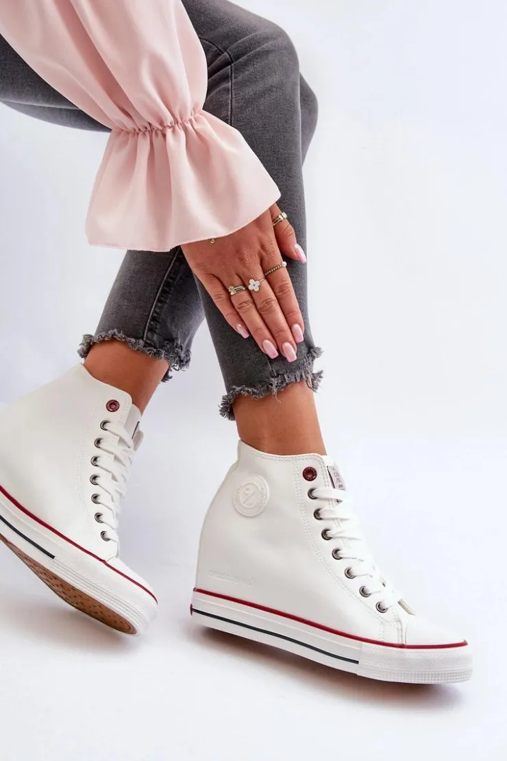 Best Cross Jeans Trampki Damskie Na Koturnie NN2R4004 Białe Biały