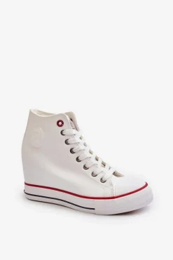 Best Cross Jeans Trampki Damskie Na Koturnie NN2R4004 Białe Biały