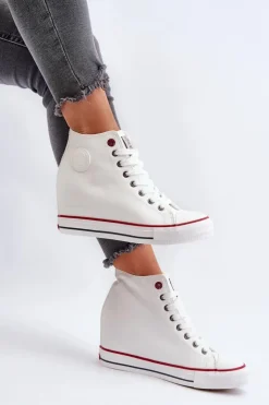 Best Cross Jeans Trampki Damskie Na Koturnie NN2R4004 Białe Biały