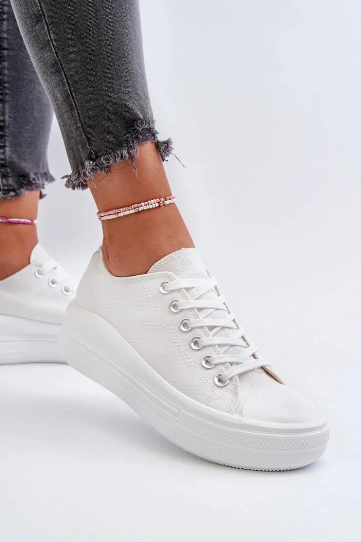 Boto Trampki Damskie Na Masywnej Platformie Białe Amyete