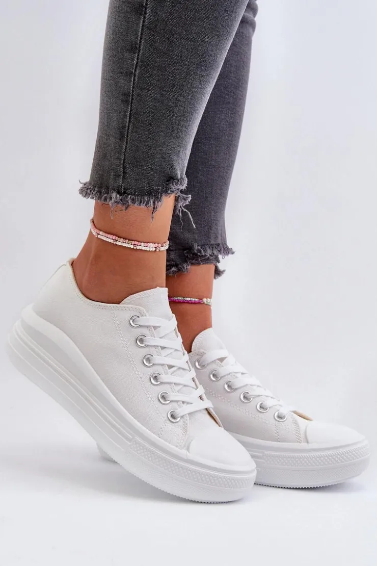 Boto Trampki Damskie Na Masywnej Platformie Białe Amyete