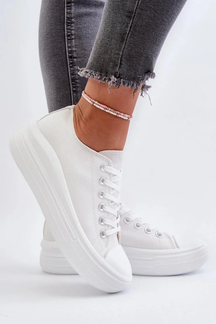 Boto Trampki Damskie Na Masywnej Platformie Białe Amyete