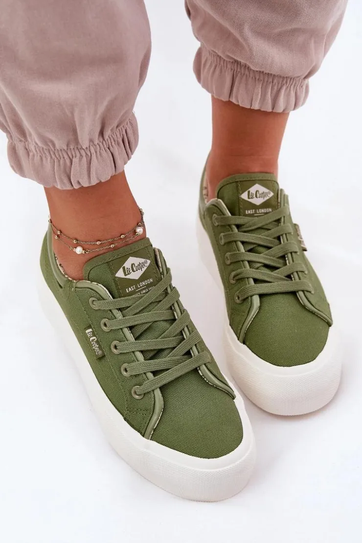 Damskie Lee Cooper Trampki Damskie Na Platformie LCW-25-31-3449L Zielone