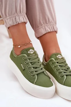 Damskie Lee Cooper Trampki Damskie Na Platformie LCW-25-31-3449L Zielone