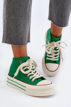 Damskie Boto Trampki Damskie Na Platformie Zielone Aineri