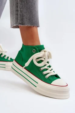 Damskie Boto Trampki Damskie Na Platformie Zielone Aineri