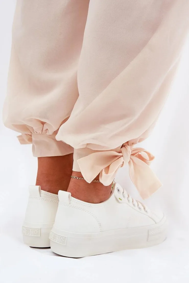 Damskie Big Star Shoes Trampki Damskie Na Platformie Z Eko Skóry Big Star RR274A295 Białe