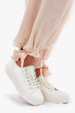 Damskie Big Star Shoes Trampki Damskie Na Platformie Z Eko Skóry Big Star RR274A295 Białe