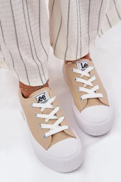 Lee Trampki Damskie Niskie*Trampki Damskie Na Platformie ISLA C WOMEN LOW 50251001 Beżowe Beżowy