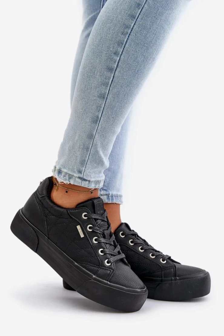 Damskie Big Star Shoes Trampki Damskie Na Platformie Ocieplane Big Star OO274A465 Czarne