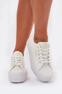 Lee Cooper Trampki Damskie Niskie*Trampki Damskie Na Platformie LCW-25-31-3450L Białe Biały