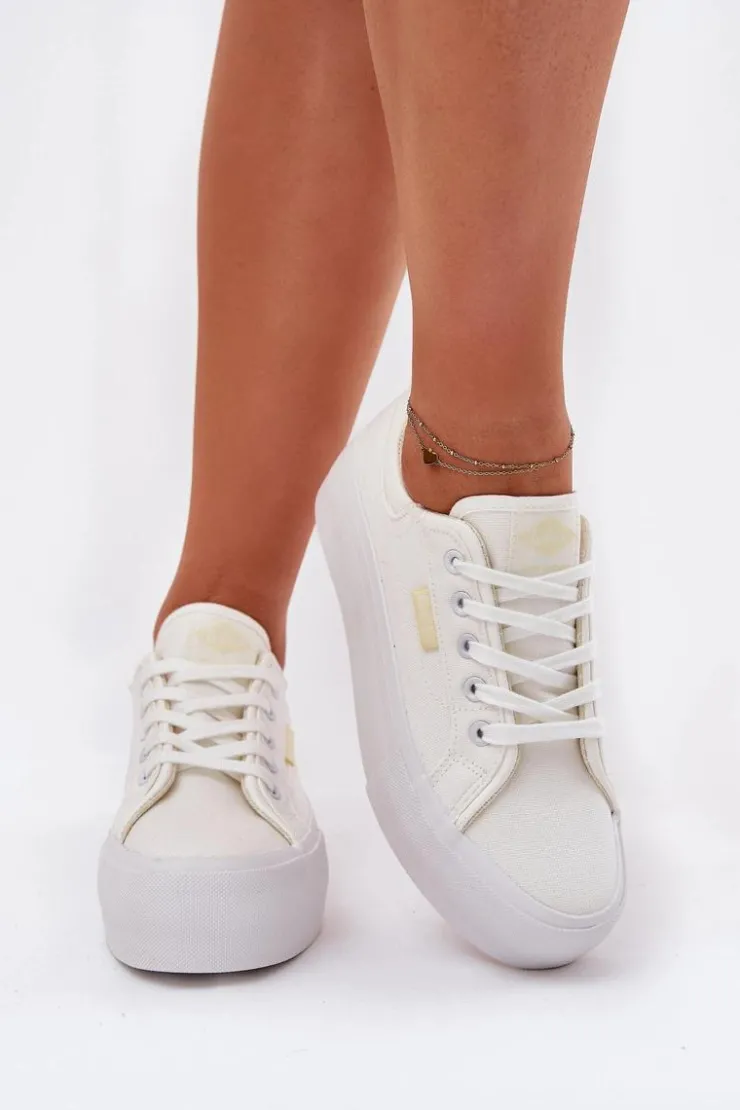 Lee Cooper Trampki Damskie Niskie*Trampki Damskie Na Platformie LCW-25-31-3450L Białe Biały