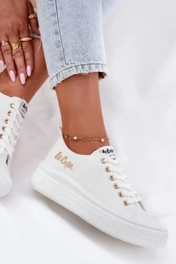 Damskie Lee Cooper Trampki Damskie Na Platformie LCW-24-44-2462L Białe