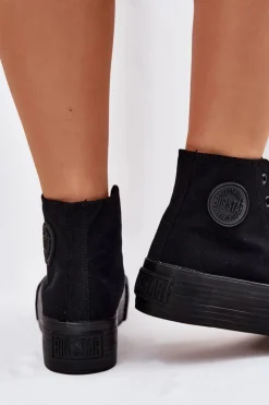 Big Star Shoes Trampki Damskie Big Star|Trampki Damskie Wysokie*Trampki Damskie Na Platformie Big Star RR274742 Czarne Czarny