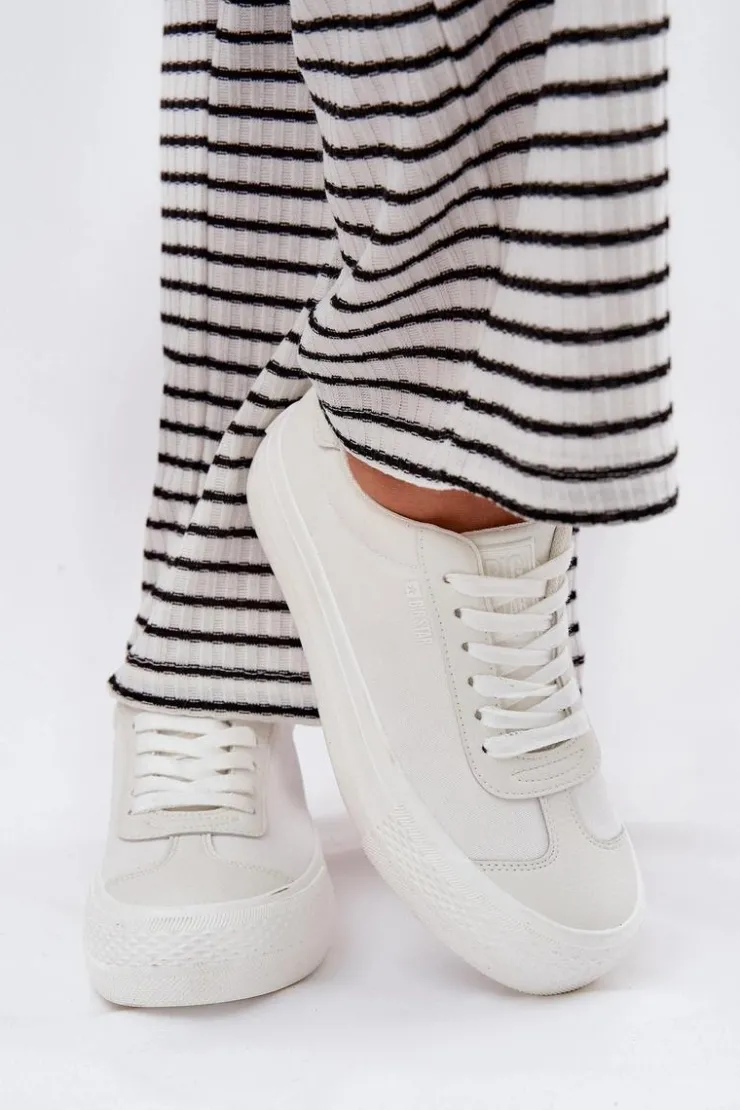 Outlet Big Star Shoes Trampki Damskie Na Platformie Big Star RR274337 Białe