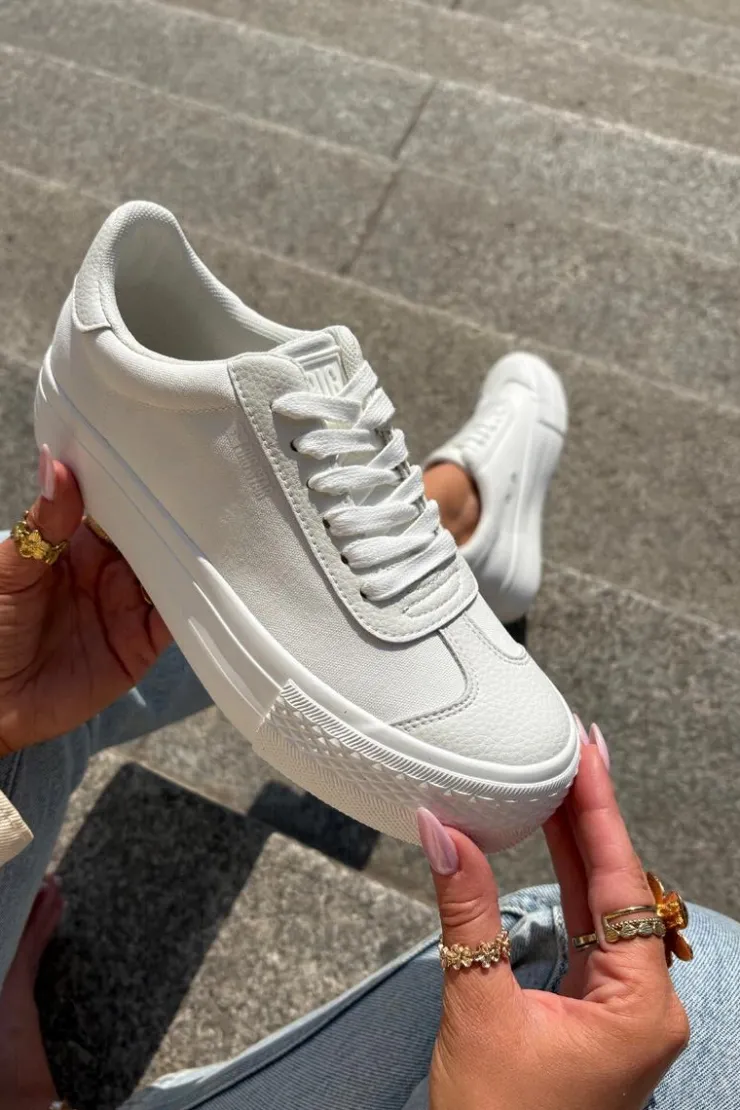 Outlet Big Star Shoes Trampki Damskie Na Platformie Big Star RR274337 Białe